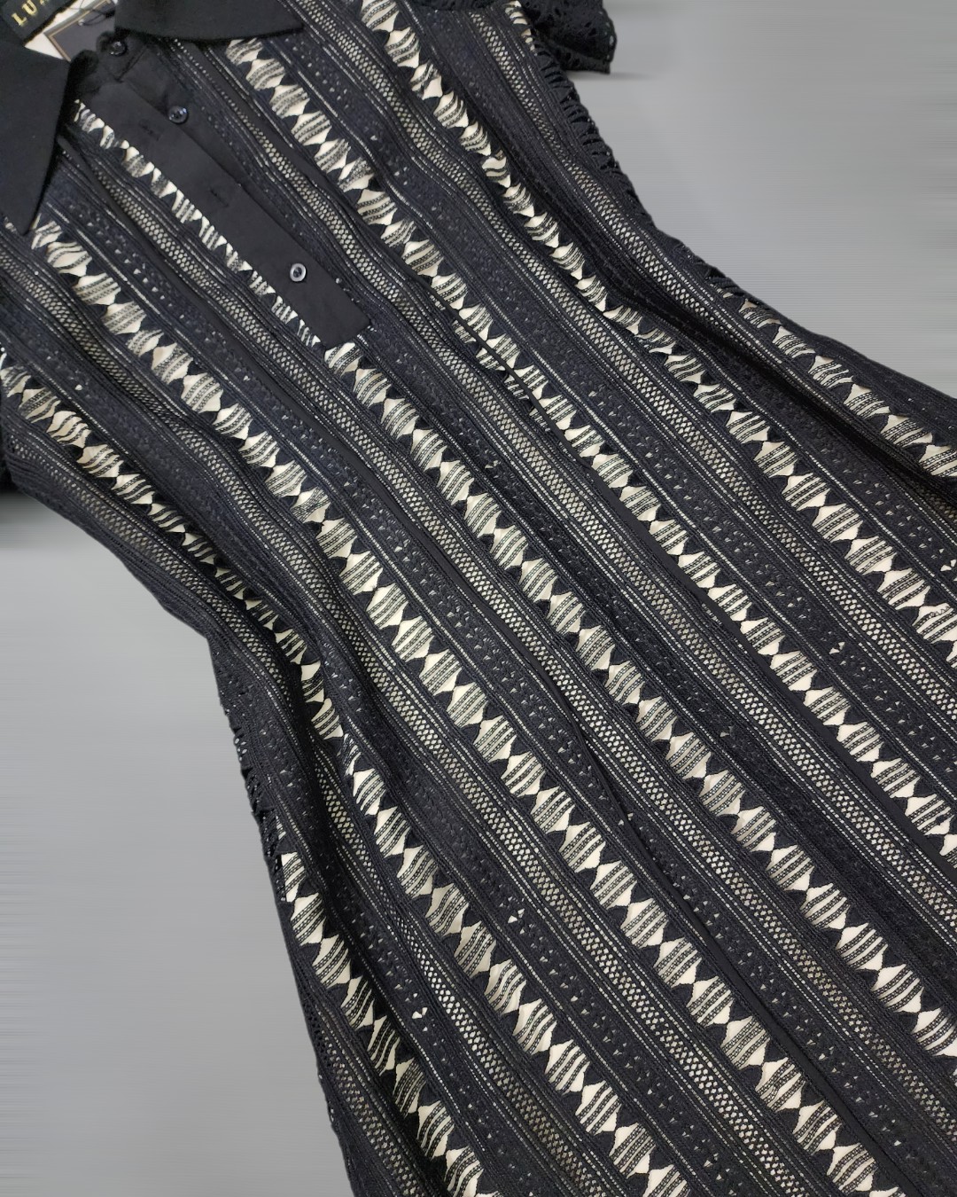 เดรสแฟชั่น เดรสเสื้อคอปกแขนระบาย กระโปรงทรงเอ แพทเทิร์นตัวหลวมใส่สบาย