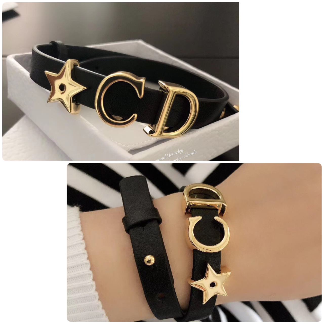 Super Hi-End Quality !!!!! ((งาน 1:1 เหมือนแท้ที่สุดในท้องตลาด)) Dior Bracelet กำไลข้อมือหนังดิออ คอลล่าสุดค่ะงานอย่างใส่ออกมาน่ารักมากๆค่ะ มีแสตม Dior สวยเป๊ะ งานสวยๆจาก Dior สาวกดิออพลาดไม่ได้เลยนะคะ ใส่ได้ตลอดไม่มีตกยุคคร๊าา อะไหล่สีทอง หรูหรา สาวๆห้าม
