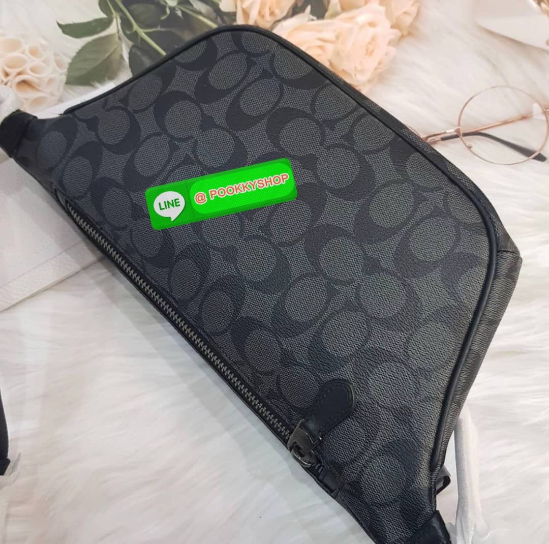 Coach GRADE BELT BAG IN SIGNATURE CANVAS (COACH C1411) Signature coated canvas and refined calf leather| Inside multifunction pocket| Zip closure, fabric lining| Outside zip pocket| Adjustable strap for wear at waist