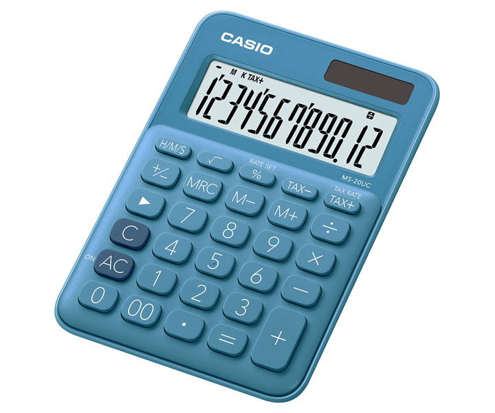 เครื่องคิดเลขตั้งโต๊ะ 12 หลัก Casio # MS-20UC สีน้ำเงิน