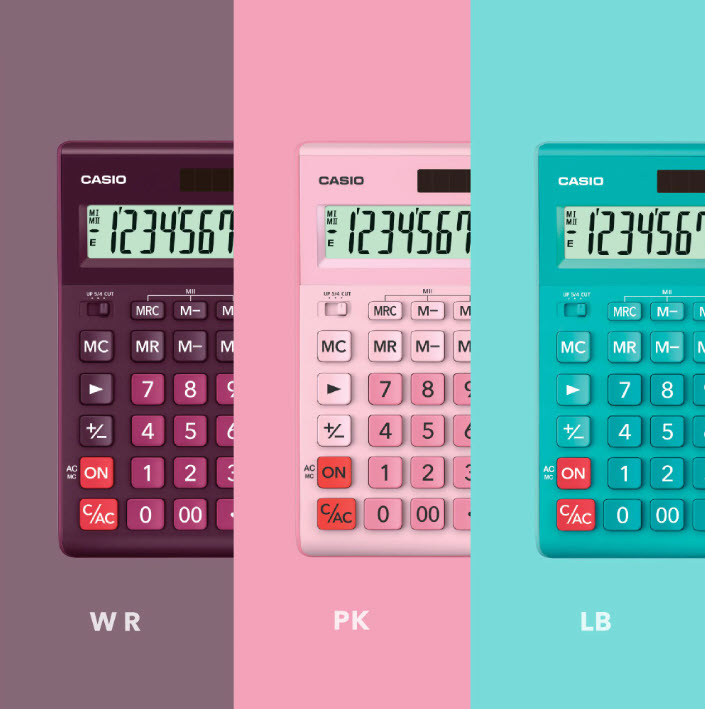 เครื่องคิดเลขตั้งโต๊ะ 12 หลัก Casio # GR-12C สีชมพู / สีฟ้า / สีแดง