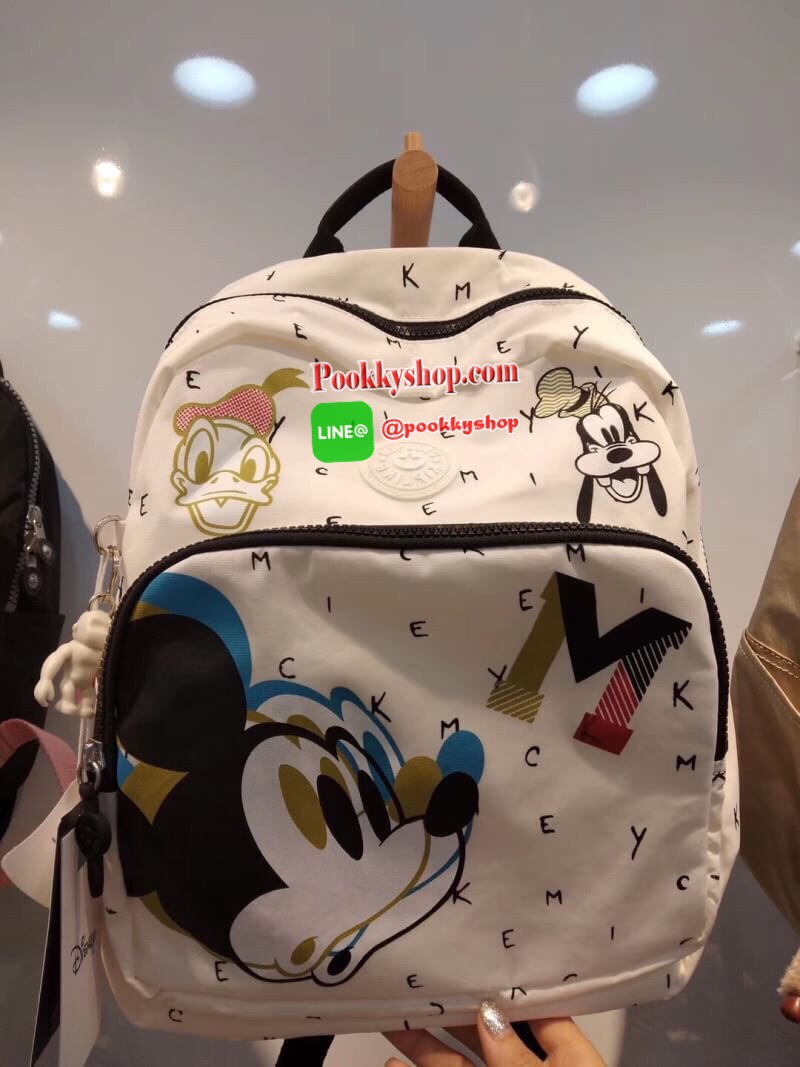 Kipling & Disney Summer 2019 Minnie Mouse and Mickey Mouse กระเป๋าเป้สะพายหลังสไตล์ Backpack มาพร้อมพวงกุญแจลิง ด้านหน้ามีช่องซิปแยกใส่ของจุกจิก ด้านข้างมีกระเป๋าข้าง ภายในช่องใหญ่หลัก มีช่องซิปใส่ของ พร้อมช่องเล็ก2ช่อง เปิด-ปิด ด้วยซิป วัสดุผ้ากันน้ำ จุข