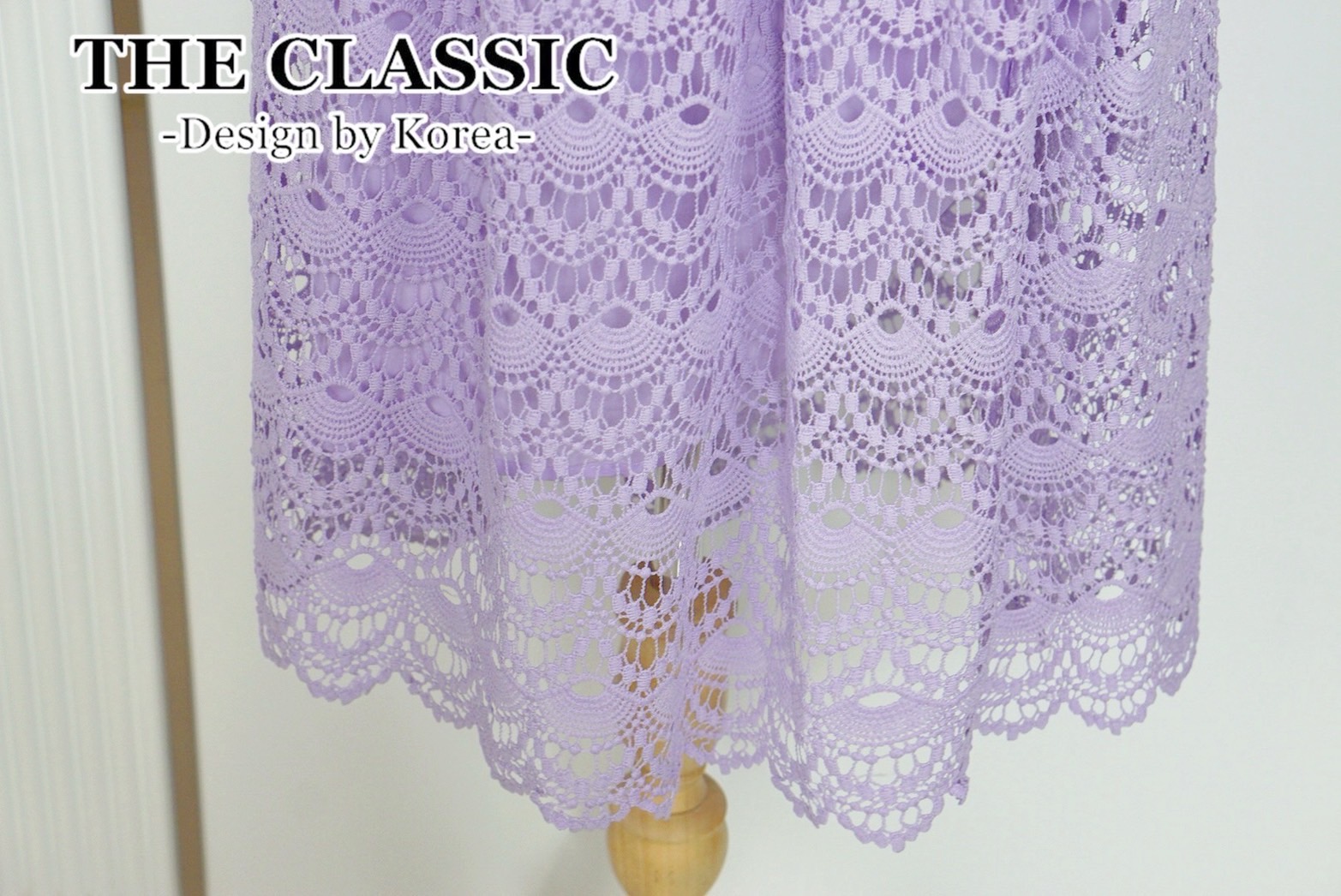 เดรสแฟชั่น เดรสลูกไม้ยาวคอปีนใช้ผ้าลูกไม้เนื้อแน่นอย่างดี ขึ้นลวดลายรอบตัว