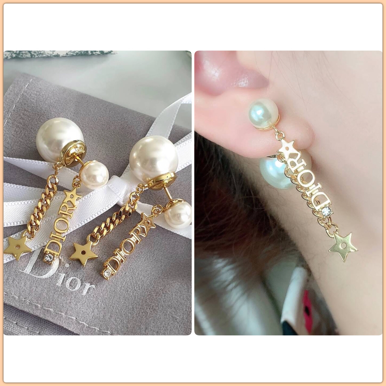Super Hi-End Quality !!!! ((งาน 1:1 เหมือนในช็อปมากที่สุดในท้องตลาด)) Christian Dior Earring ต่างหูดิอองาน 1:1 เหมือนของแท้เป๊ะๆค่ะ รับรองงานสวยมากกกกก ดูหรู ดูผู้ดีสุดๆ งานดี เพชรคุณภาพดีมากๆมากๆคะรับประกันความพอใจเลยค่ะ ตัวเรือนสีทอง งาน laser stamp เหม