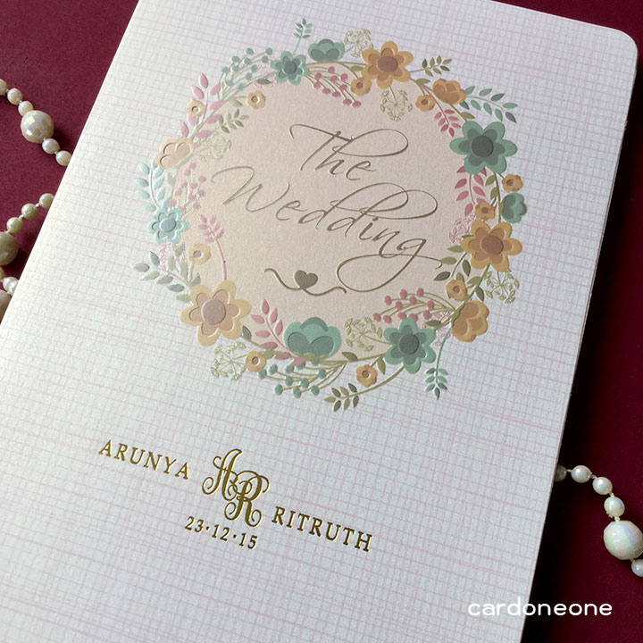 การ์ดแต่งงานวินเทจลายมงกุฎดอกไม้