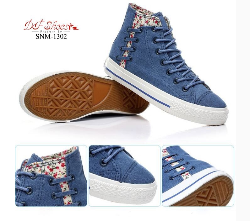 แบบใหม่พร้อมส่ง SNM-1302 รองเท้าผ้าใบแฟชั่นหุ้มข้อนำเข้า วินเทจสไตล์เกาหลี วัสดุผ้าแคนวาสอย่างดี คุณภาพดี แมทกับชุดง่าย ทรงสวยฮิตขนาดนี้ รีบจองกันนะคะสาวๆ