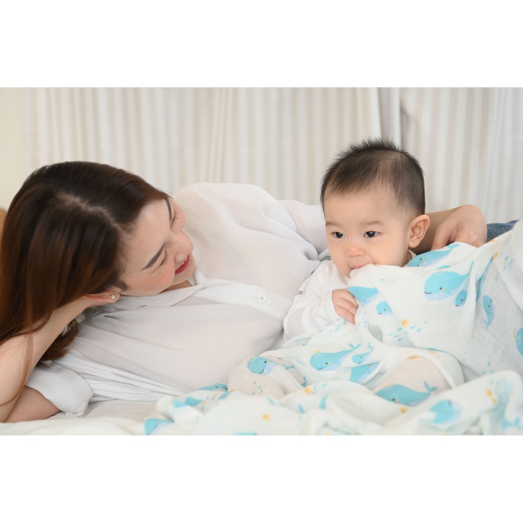 Sofflin ผ้าอ้อมใยไผ่ ผ้าอ้อมมัสลิน ผ้าห่อตัวเด็ก เนื้อนุ่ม ขนาด 120x120cm (47 นิ้ว) ผืนใหญ่พิเศษ