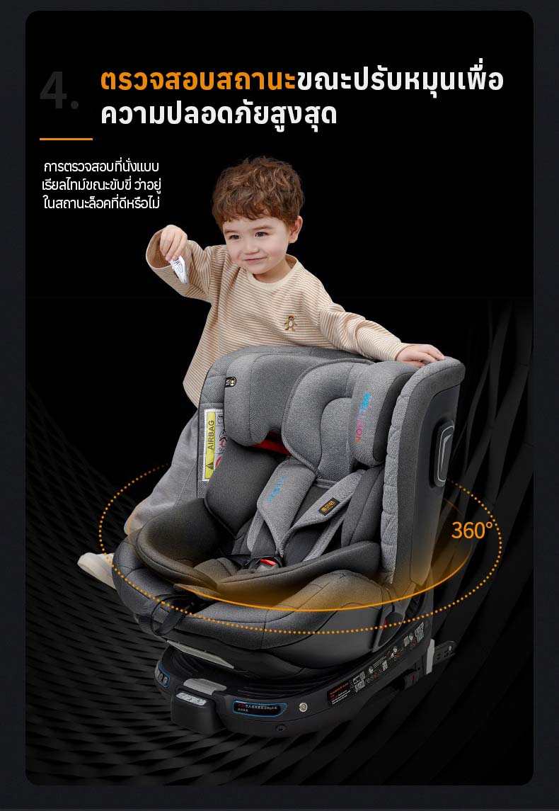 Welldon รุ่น SMART TURN Ultra (แรกเกิด - 7 ปี) i-size หมุนได้ 360 องศา ระบบ Safety แบบ Digital