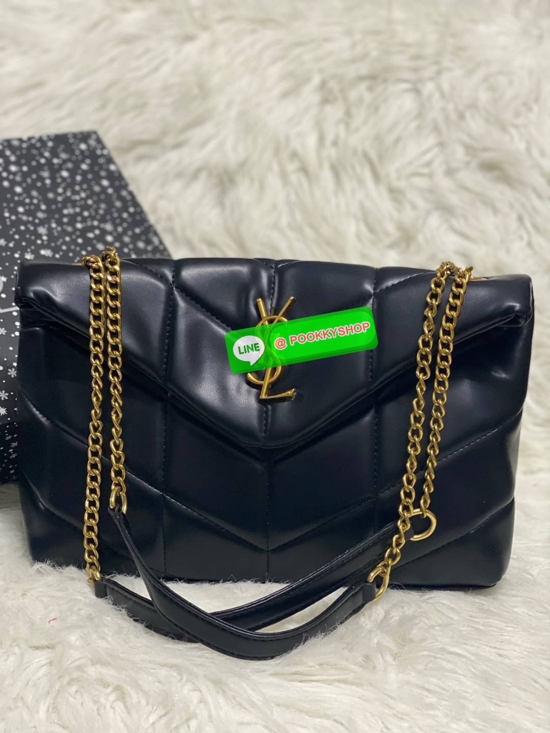SAINT LAURENT Loulou Puffer Small shoulder bag material: leather internal details: fabric lining, internal zipped pocket colour of fastening: gold tone hardware adjustable chain and leather shoulder strap magnetic fastening