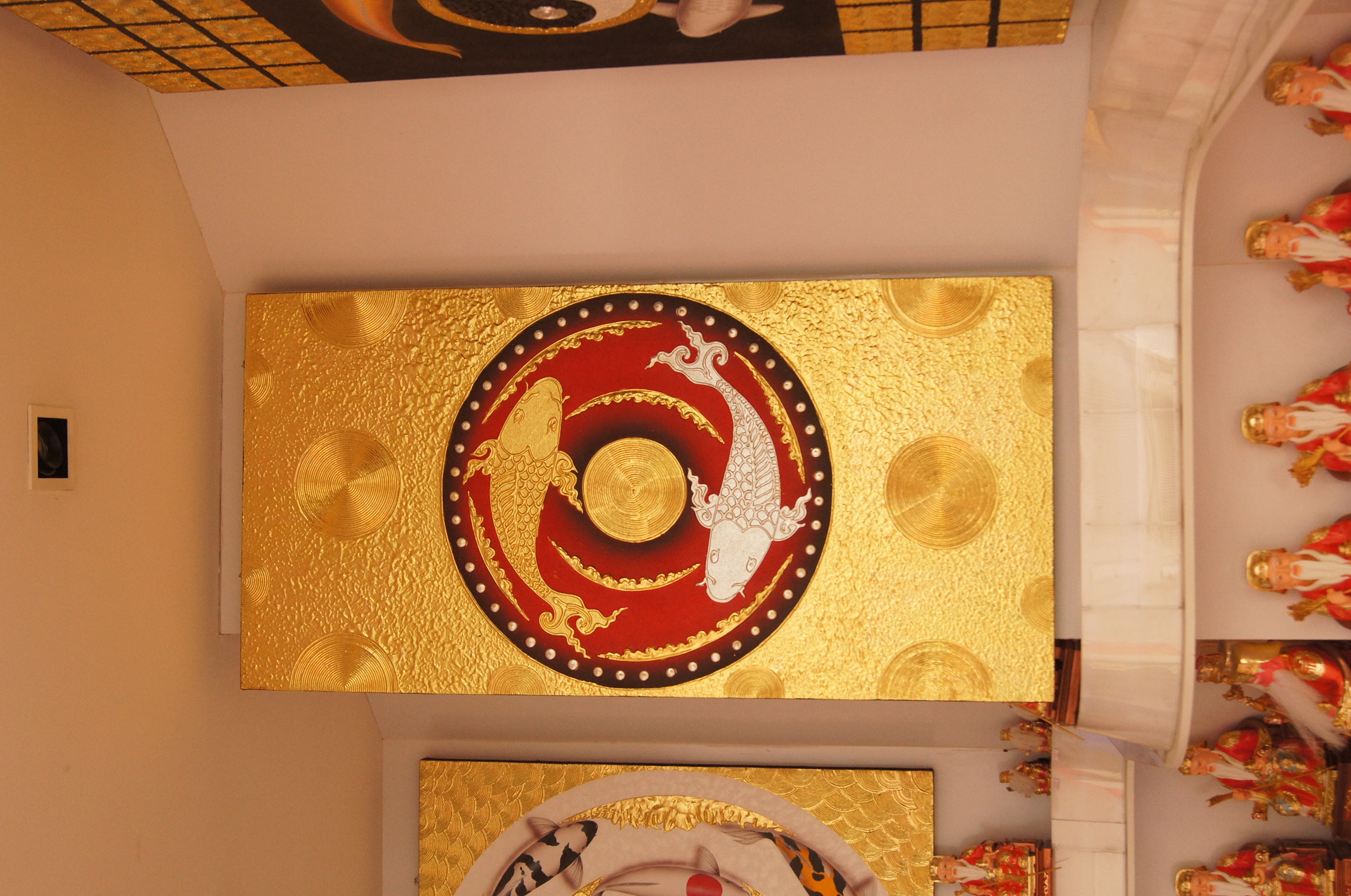 ภาพ ปลาคาร์ฟ คู่เงินทอง พื้นแดง ขนาดกว้าง120x60ซม