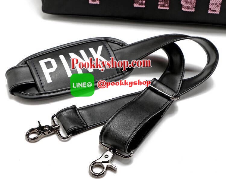 VICTORIA'S SECRET Pink travel bag กระเป๋าเดินทางใบขนาดพอดี แข็งแรงใส่ของได้เยอะ โลโก้ปักเลื่อม PINK สีชมพู