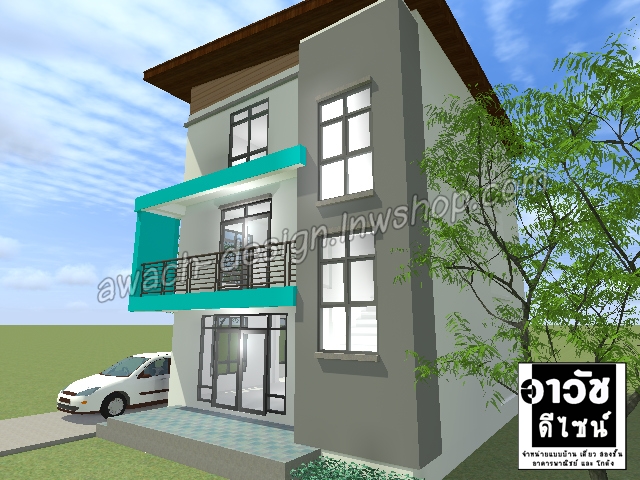 C0220 แบบบ้านพักอาศัย 3 ชั้น 3 ห้องนอน