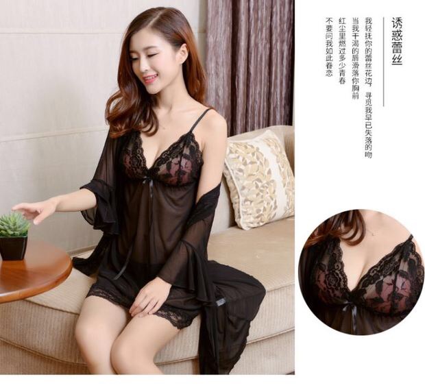 ชุดคลุมนอนเซ็กซี่ เซ็ทชุดนอน สายเดี่ยว ซีทรู แต่งระบายขอบ และลูกไม้ เนื้อผ้าทิ้งตัว สวยหรู PREMIUM GRADE สวยหรู เซ็กซี่ เย้ายวนสุดๆคะ +G-string แต่งลูกไม้เข้าชุดคะ