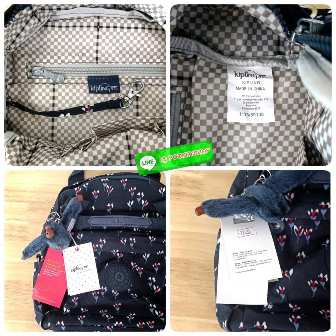 KIPLING 3 WAYS MINI BACKPACK ซับในลายตาราง กระเป๋าสะพาย 3 Ways รุ่นใหม่ วัสดุ Nylon & Polyester 100% หูหิ้วหนังปั๊มชื่อแบรนด์ สายสะพายยาวเลื่อนปรับได้ free size และ สามารถถอดได้ สามารถถือหรือสะพายได้ จะสะพายไหล่ สะพายเฉียง Crossbody หรือจะคล้องสายเป็นเป้ส