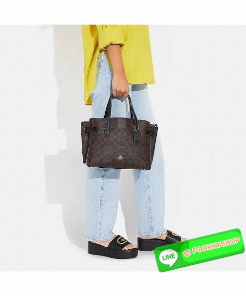 COACH HANNA CARRYALL IN SIGNATURE CANVAS (CH542) 🔖กระเป๋าสะพายไหล่/ถือ รูปทรงสวยหรู ลุคคุณนายมากแม่