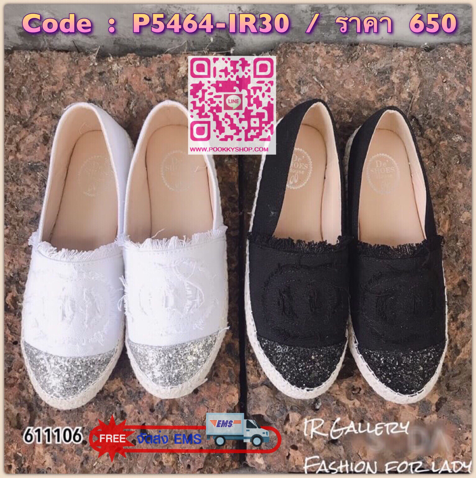 แบบขายดี!! พร้อมส่ง รองเท้าผ้าใบลำลองแฟชั่น แบบสวมแต่งชายรุ่ยดีไซน์สวย มาในรูปแบบวัสดุผ้าแคนวาสเกรด A ปักโลโก้ ด้านหน้าแต่งกลิตเตอร์วิ้งๆ ขอบหุ้มเชือกพันปอ ส้นยางกันลื่นทรงสวย สวมใส่ง่าย สวยนำเทรนด์ก่อนใครที่นี่ที่เดียว
