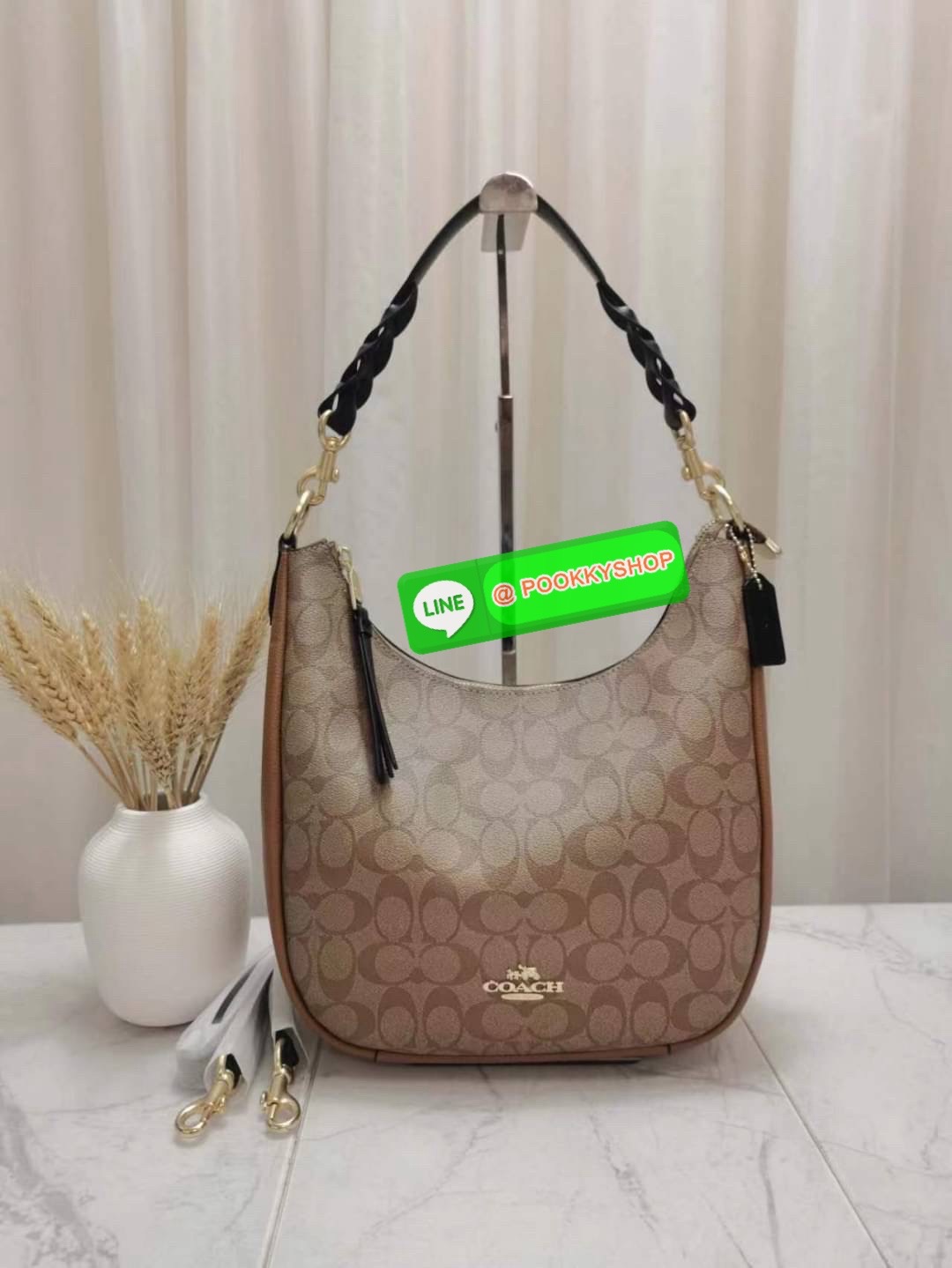 Coach C9190 Jules Hobo Shoulder Crossbody bag Refined pebble leather Inside zip and multifunction pockets Zip-top closure, fabric lining Detachable handle with 11" drop Outside zip pocket