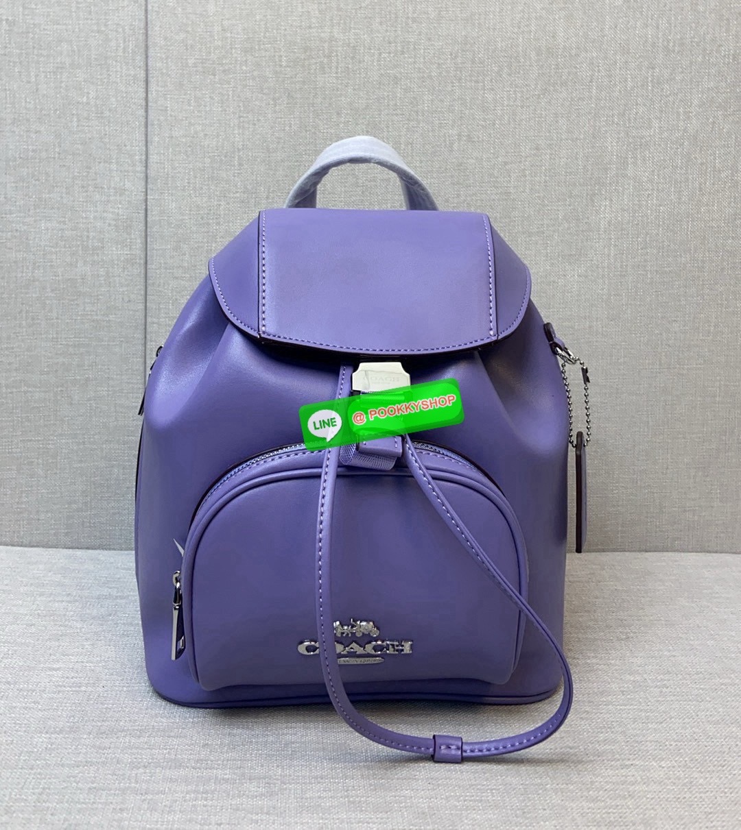 COACH PACE BACKPACK COACH CR100 | Refined calf leather | Inside zip and multifunction pockets | Drawstring and speedclip closures, fabric lining | Handle with 3" drop | Outside zip pocket | Outside zip access to interior |