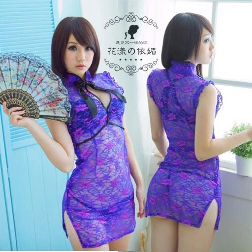 ชุดจีน เซ็กซี่ ชุดกี่เพ้า ซีทรูเบาๆ ผ้าลายลูกไม้สีม่วงปนชมพู เข้ารูป คอจีน ผ่าอกเซ็กซี่มากๆค่ะ เนื้อผ้าลูกไม้เกรดเอ นุ่ม ใส่สบาย เนื้อผ้าสามารถหยืดหยุ่นได้เยอะเลยคะ ใส่สบาย โชว์สัดส่วนได้อย่างลงตัวมาก +กางเกงในจีสตริงให้ด้วยนะคะ