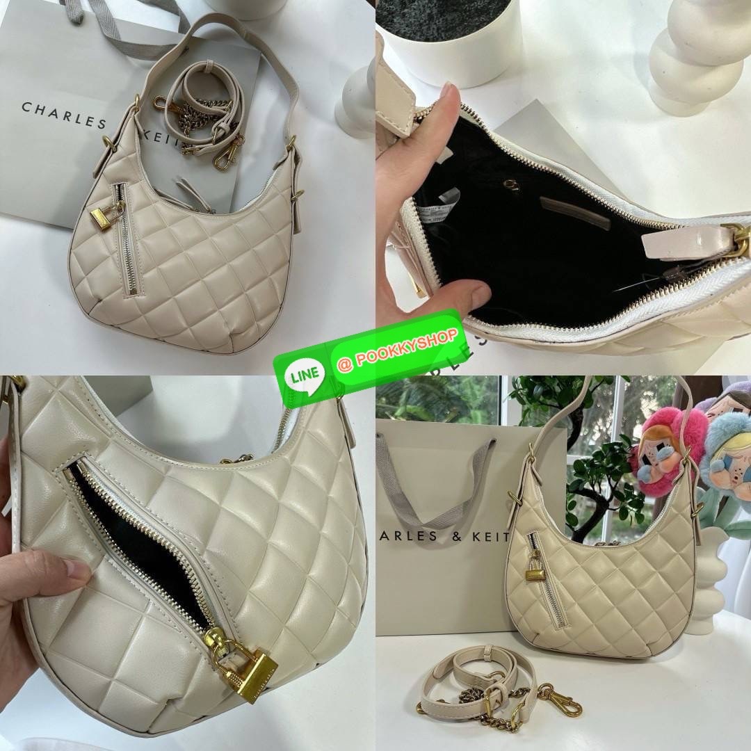 Charles&Keith แท้ Outlet ทรง hobo ใช้ได้ 2 แบบ ถือได้ สะพายได้