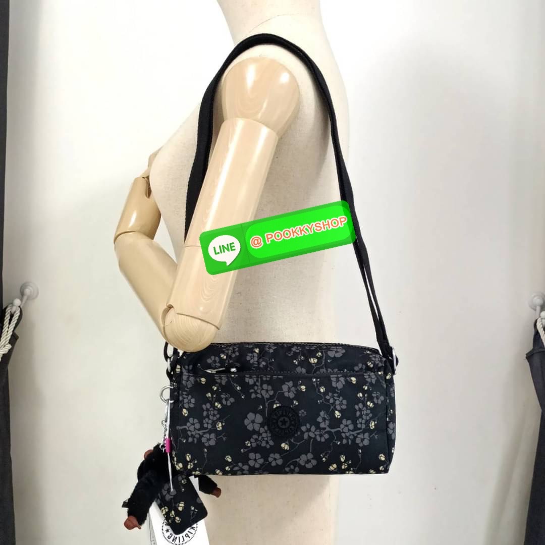 KIPLING Monkey program K16217 Seoul up sling bag รุ่น 3 ซิป สะพายข้าง ขนาดเล็กทรงสี่เหลี่ยมผืนผ้า วัสดุ Nylon 100% หลสกหลายฟังก์ชั่นใช้งาน ครบครันในใบเดียว