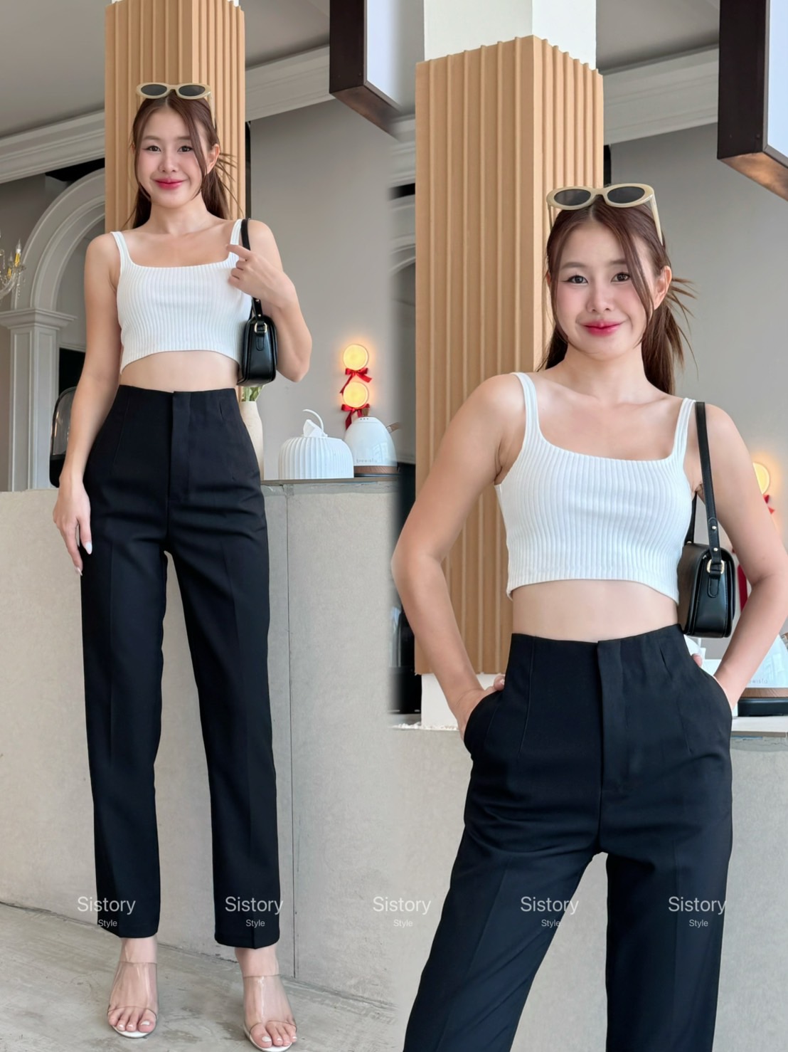 กางเกงแฟชั่น อาบิเกลงผ้าสโนว์กางเกงทรงบอย