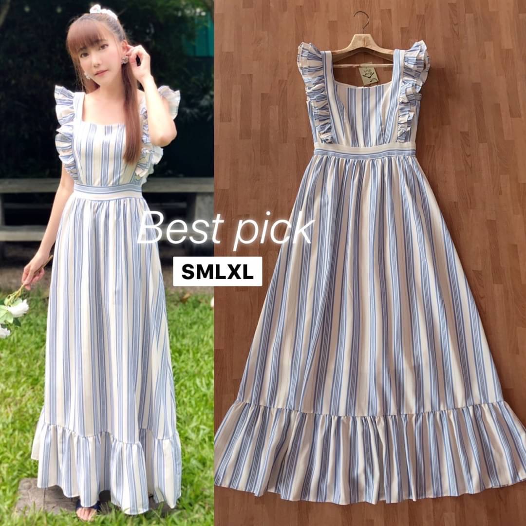 Detail : แม็กซี่เดรส แขนกุดแต่งระบายแขน ทรงคอเหลี่ยม ผ้าพิมพ์ลายริ้วสวยงามตามแบบ ชายกระโปรงแต่งระบาย ให้ลุคเก๋ๆ ทันสมัย งานมีซับใน ซิปด้านหลัง เนื้อผ้าพริ้วสวยใส่สบาย สาวๆพลาดไม่ได้เลยนะคะ