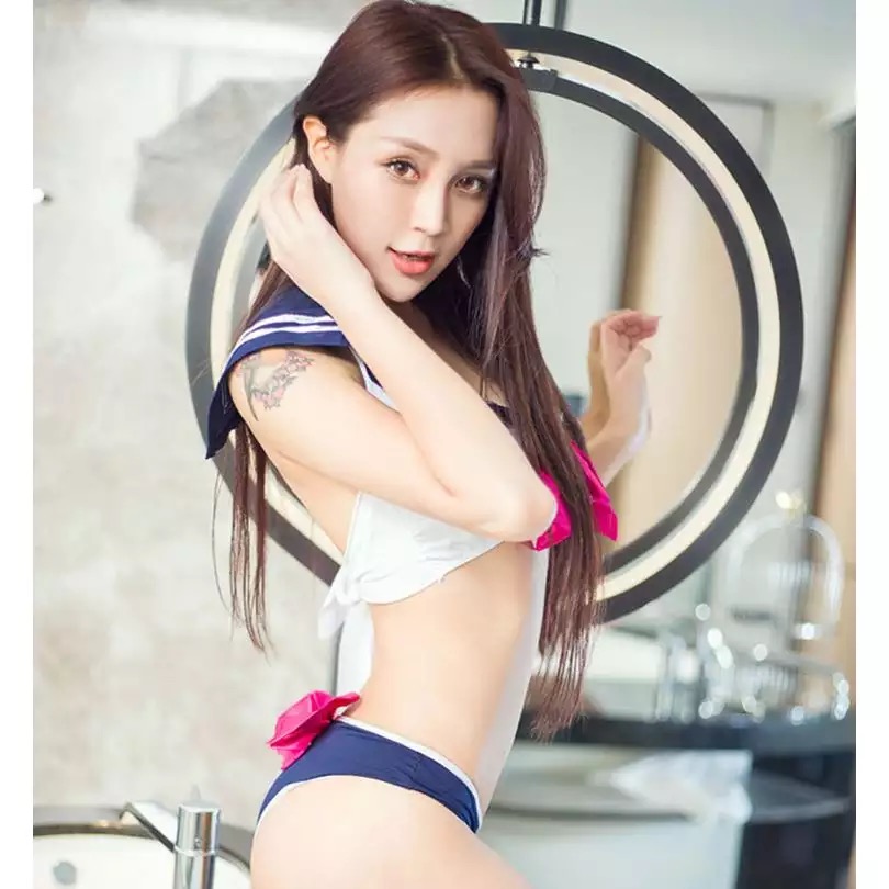 ชุดทูพีซ ชุคอสเพลย์ทูพีซ นักเรียนญี่ปุ่น แต่งคอปกทหารเรือ น้ำเงินแถบขาว สวยใส น่ารัก ๆ คะ