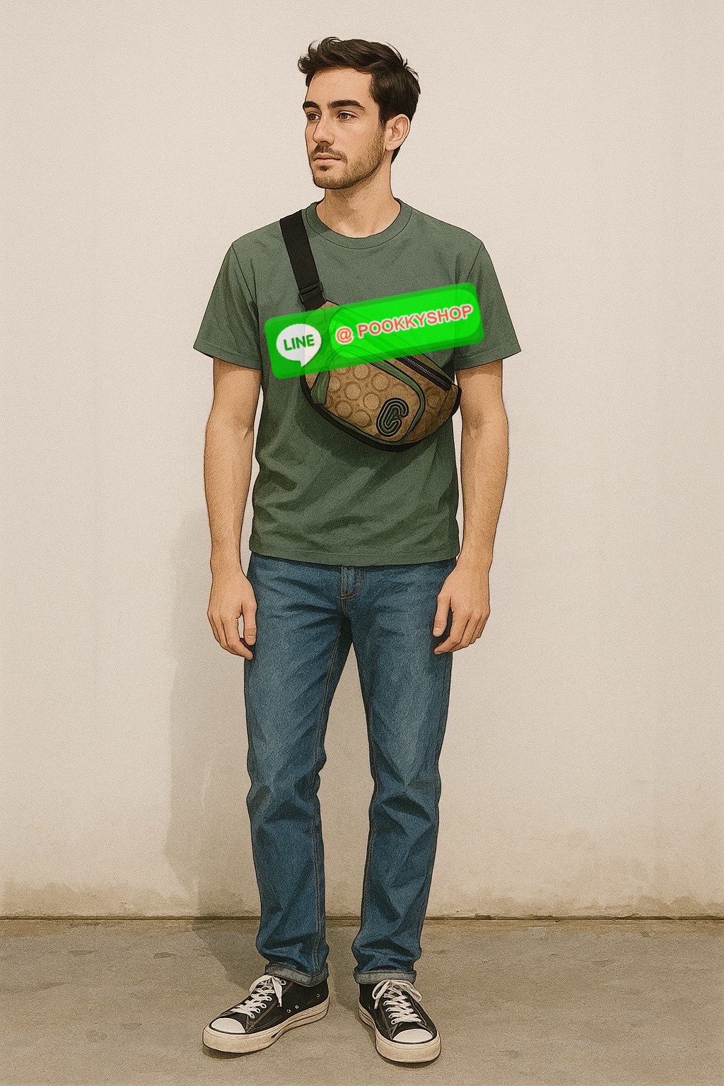 Coach C019 – Charter Belt Bag With Patch (Khaki Green Multi) ใบนี้คือจังหวะสนุกของสีธรรมชาติกับความเท่ที่ใช้งานได้จริง “คาดไว้ไม่ได้แค่ของ…แต่คาดไว้คือสไตล์ที่ไม่ซ้ำใคร” Coach C019 รุ่น Charter Belt Bag โทน Khaki/Green พร้อมโลโก้ Coach Leatherware Patch ข