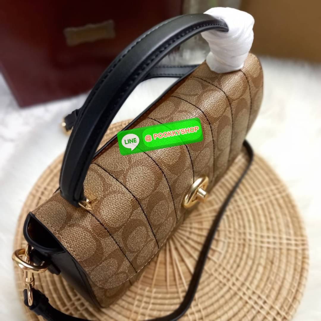 NEW IN💥>>รุ่นหายากก็มา แย่งกันแทบไม่ทัน🌺🌈//>>COACH MARLIE TOP HANDLE SATCHEL IN SIGNATURE CANVAS WITH QUILTING(COACH C5645) 🌺กระเป๋าถือ สะพาย วัสดุหนังแคนวาส ตัดขอบดีเทลด้วยหนังแท้ ขึ้นทรงสวยมากๆ //มีสายสะพายยาว