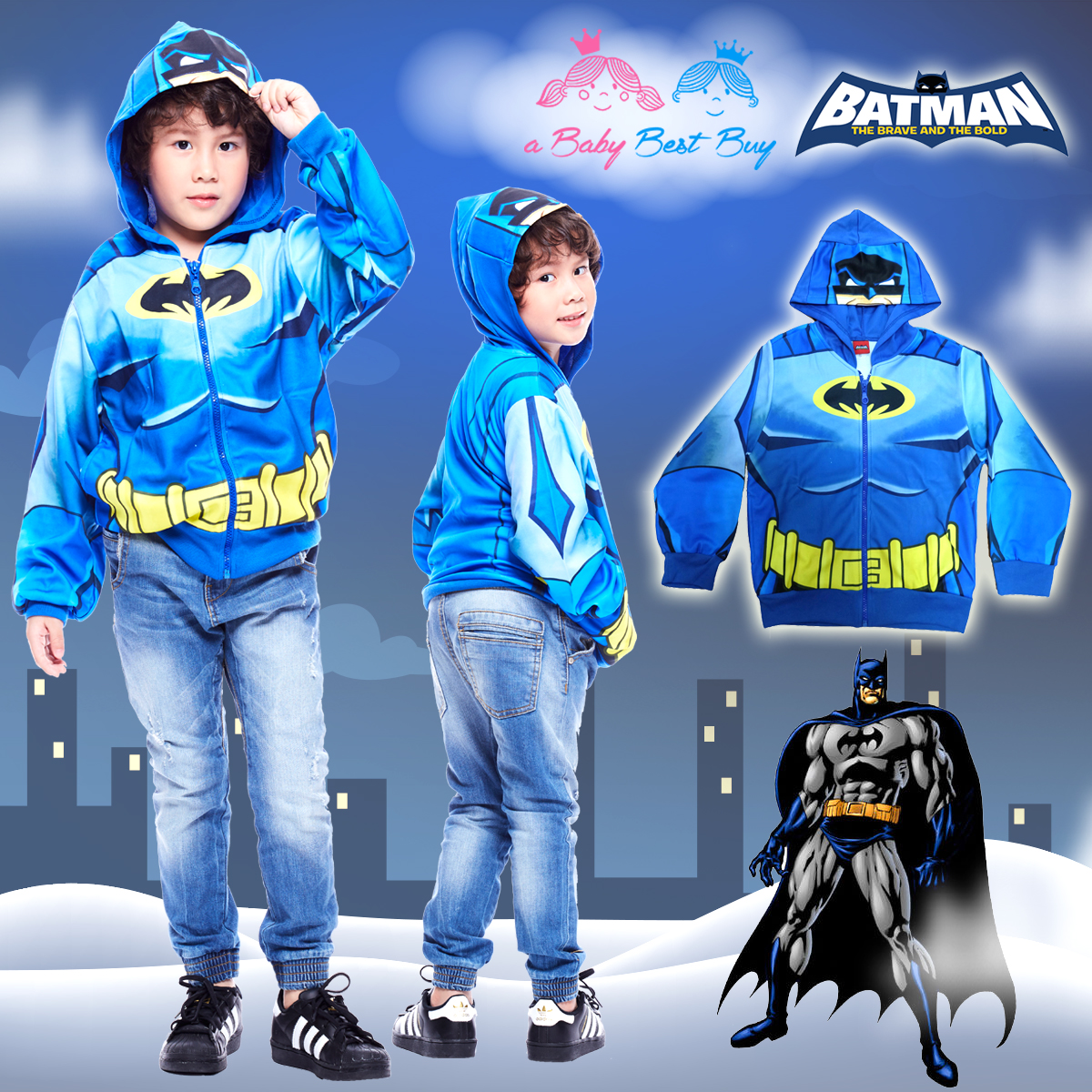 ฮ " S-M-L-XL " เสื้อแจ็คเก็ต เสื้อกันหนาว เด็กผู้ชาย เสื้อกันหนาวเด็ก BAT MAN รูดซิป มีหมวก(ฮู้ด)สกรีนหน้า BAT MAN ใส่คลุมกันหนาว กันแดด สุดเท่ห์ ใส่สบาย ลิขสิทธิ์แท้ (ไซส์ S-M-L-XL )