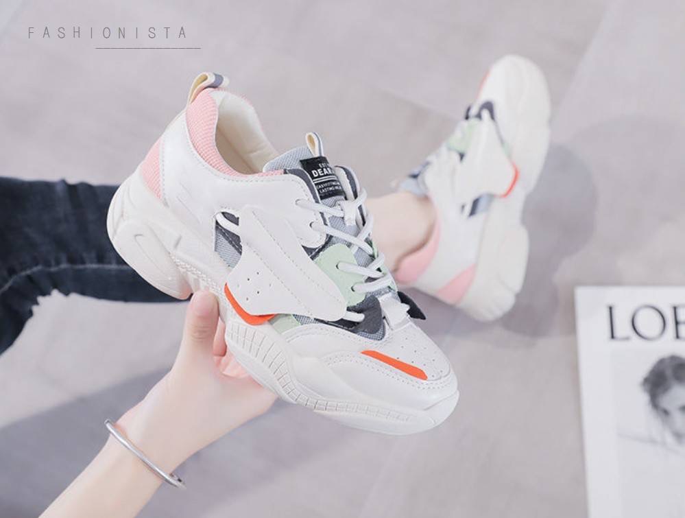 รองเท้าผ้าใบแฟชั่นสไตล์สปอร์ต วัสดุหนัง pu นุ่มขึ้นทรง ภายในบุฟูกนุ่มใส่สบาย