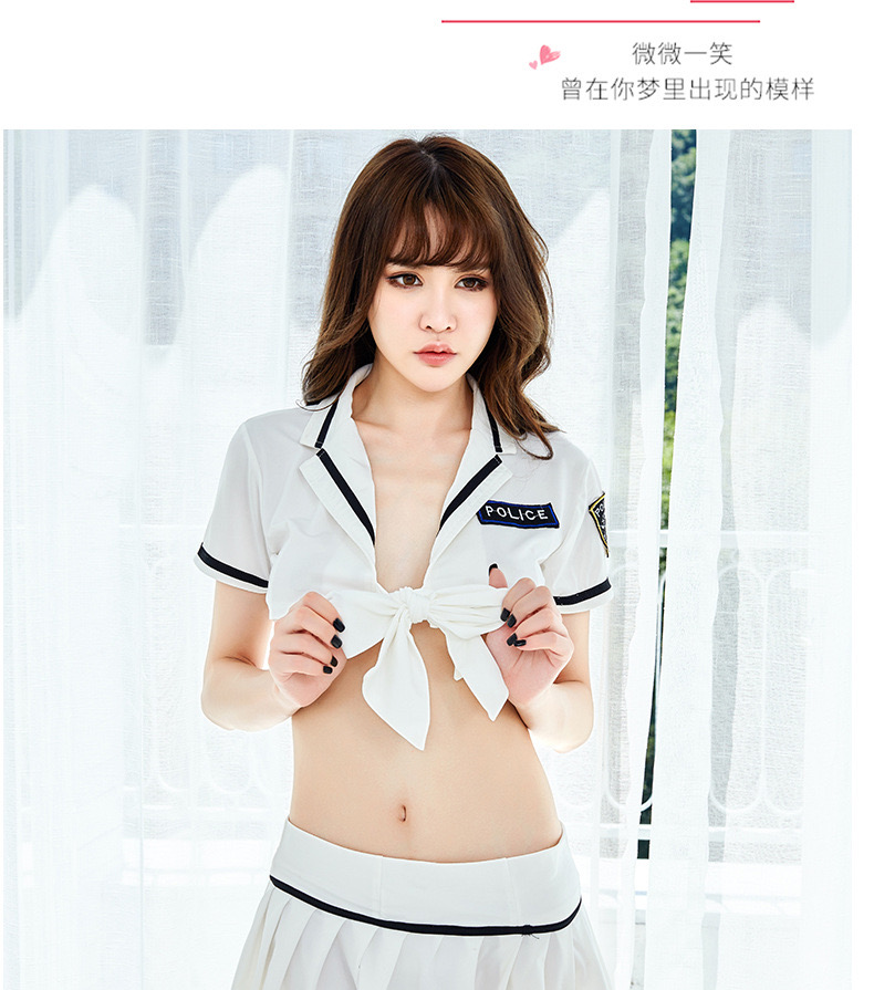 ชุดคอสเพลย์ ตำรวจสาว สีน้ำเงิน ชุดยูนิฟอร์ม ตำรวจ แต่งเอวลอย กระโปรงจีบพีซ สวย เก๋