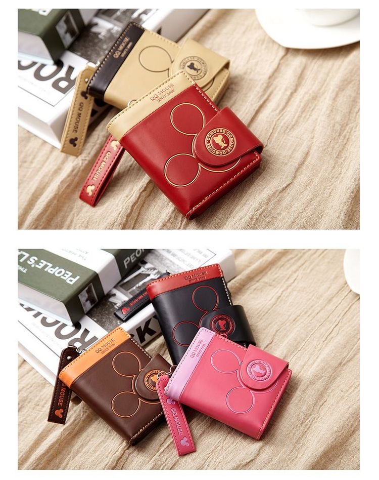 กระเป๋าสตางค์ผู้หญิง ใบสั้น หนัง pu แบบน่ารัก ๆ ลายมิกกี้เมาส์ แบบเก๋ ดีไซน์สวย