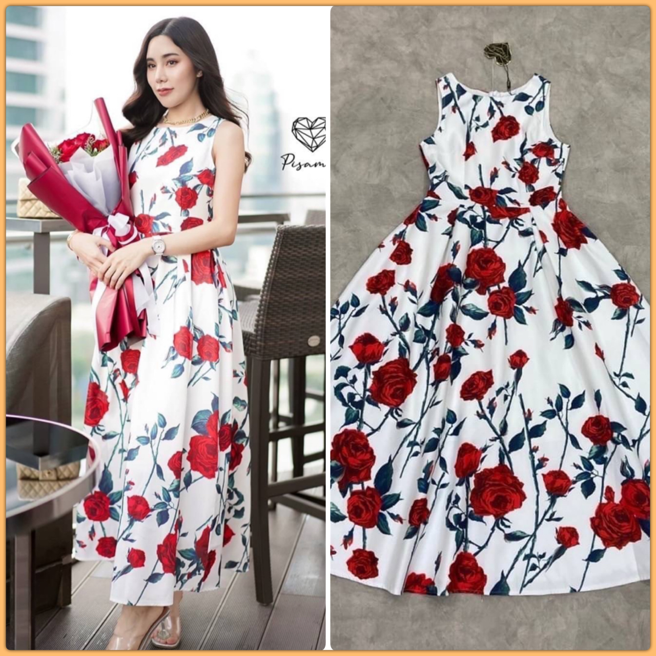 เดรสแขนกุดลายดอกกุหลายสีแดง ดีเท็ลรุ่นนี้จัดเต็มใส่น่ารักมากๆค่า รุ่นนี้ร้านแนะนำมากๆค่า ใส่ฟินนาเล่มาก ใครหาชุดถ่ายรูปสวยๆอยู่ไม่มีผิดหวังเลย ที่สำคัญผ้าใส่สบายมากกก มือต้องไวเลยค่ารุ่นนี้