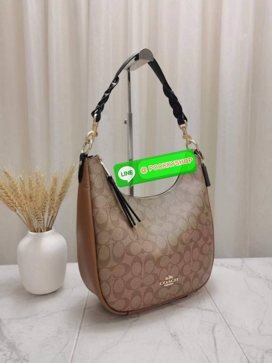 Coach C9190 Jules Hobo Shoulder Crossbody bag Refined pebble leather Inside zip and multifunction pockets Zip-top closure, fabric lining Detachable handle with 11" drop Outside zip pocket