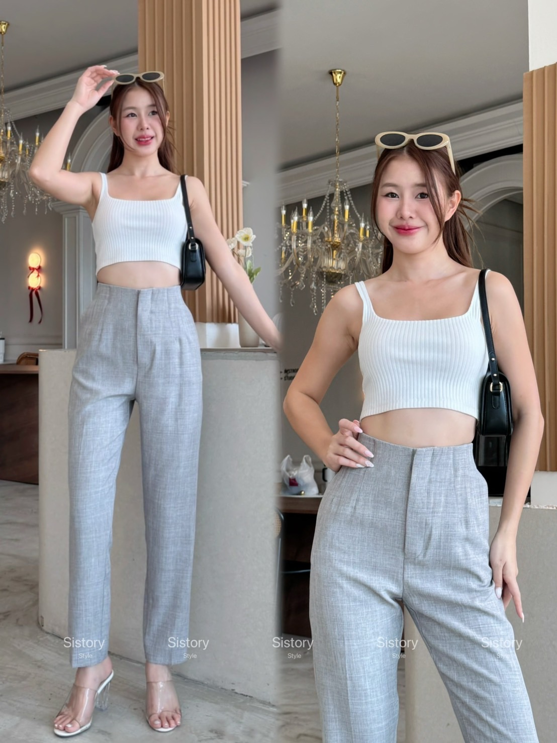 กางเกงแฟชั่น อาบิเกลงผ้าสโนว์กางเกงทรงบอย