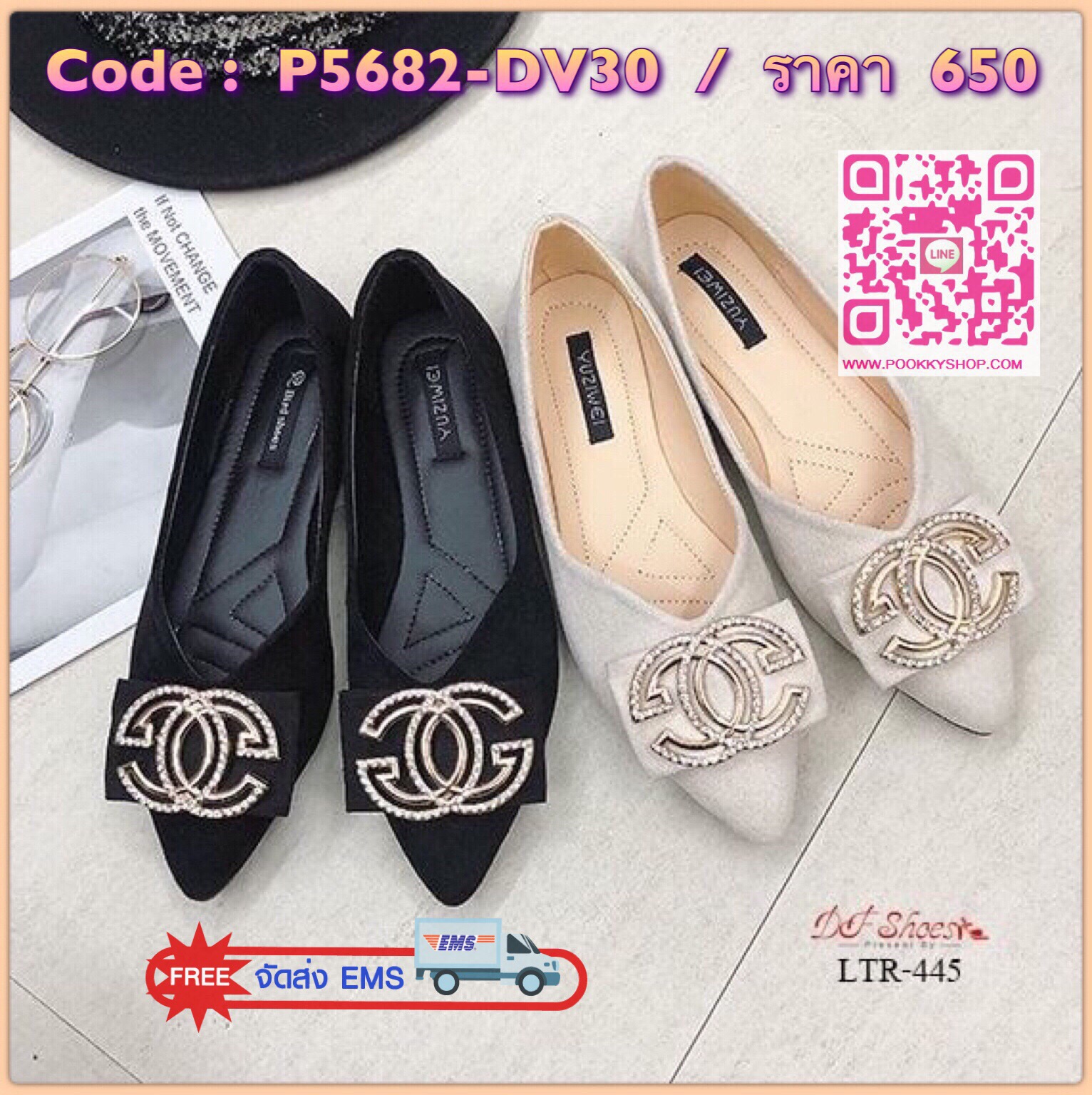 สินค้าพร้อมส่ง รองเท้าคัชชูส้นเตี้ยหัวแหลมนำเข้า วัสดุผ้าสักหลาด ด้านหน้าตกแต่งโลหะ ทรงเก็บหน้าเท้าดี ทำให้เท้าดูเรียวค่ะ เดินง่ายเรียบหรูดูดีจ้า