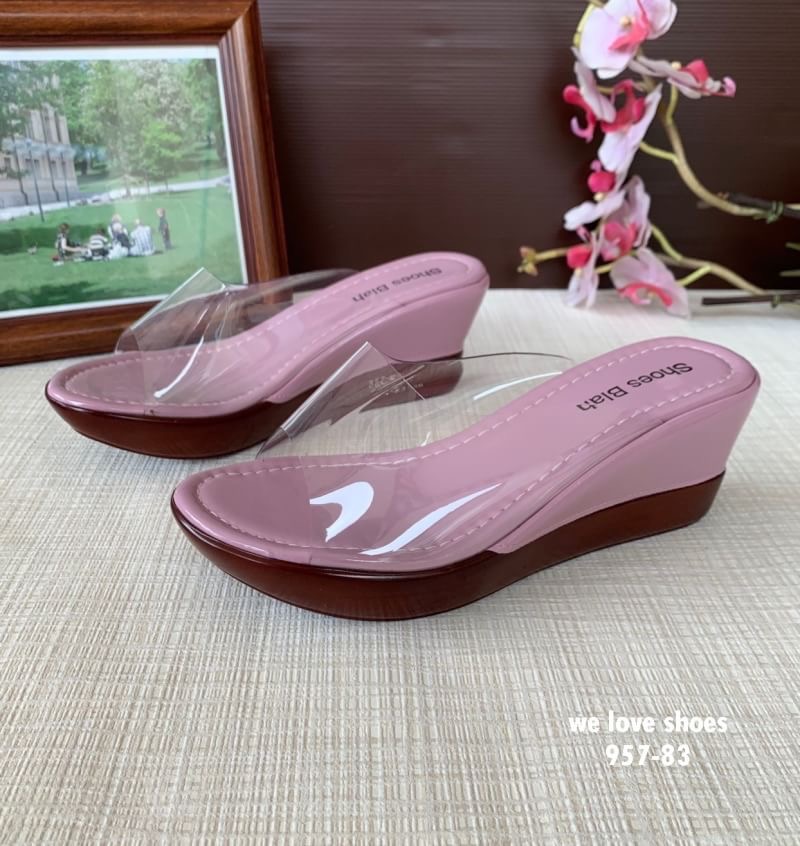 พร้อมส่ง รองเท้าส้นเตารีด พลาสติคใสนิ่ม ใส่สบายไม่บาดเท้า แบบขายดี น้ำหนักเบา สูง 2.5 นิ้ว