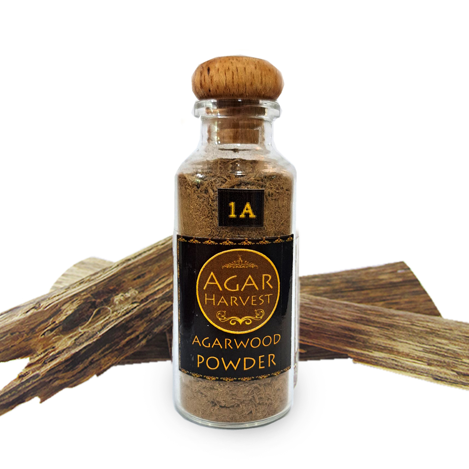 AgarHarvest ไม้หอม อโรม่า ไม้หอมมงคล ปรับอากาศ ผงไม้กฤษณาบด แท้ Agarwood Powder (Standard Grade 1A) 1 ขวด 12 กรัม