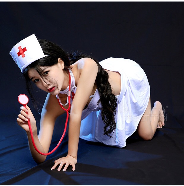 ชุดเดรสขาว นางพยาบาลสีขาว แต่งเว้า สวยเปรี้ยวเซ็กซี่มากๆคะ