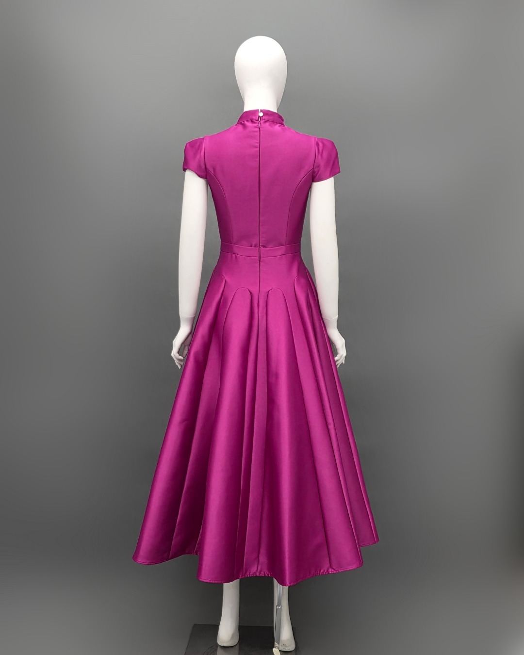 เดรสแฟชั่น เดรสเสื้อคอตั้ง แขนสั้น กระโปรงบาน