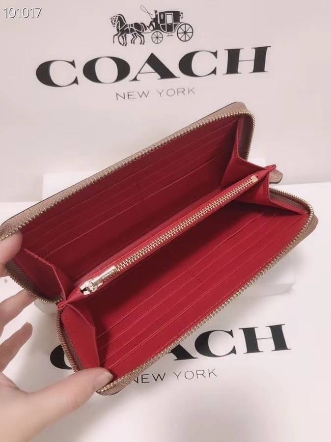 Coach Accordion Zip Wallet In Signature Canvas With Scattered Apple Print