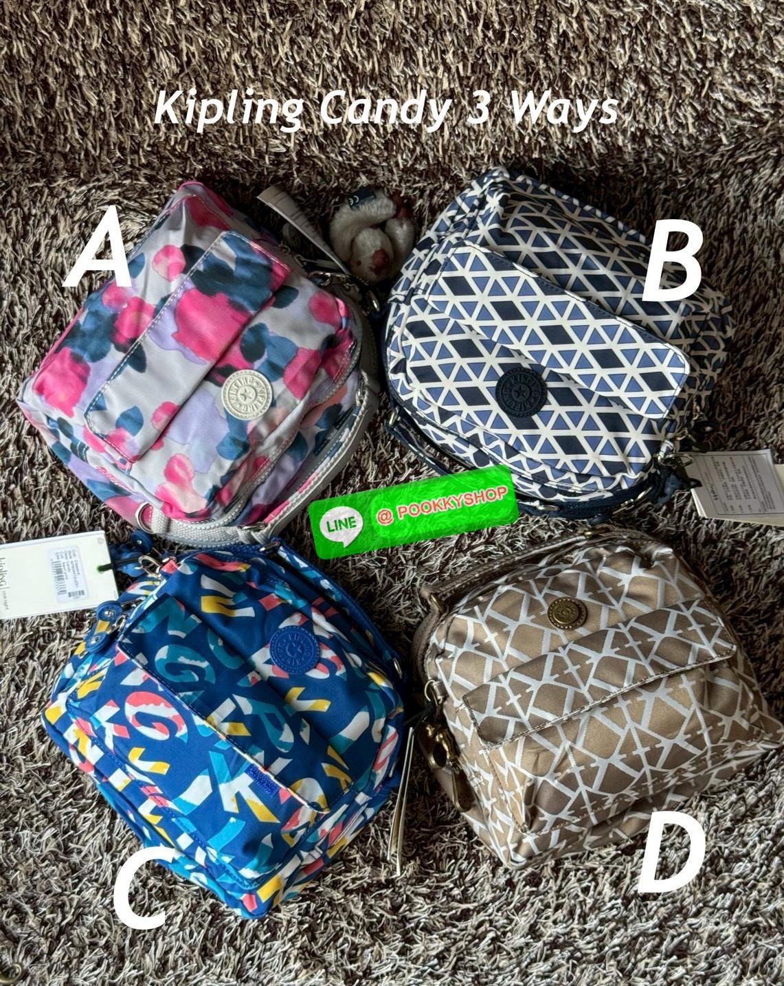 Kipling Candy 3 Ways กระเป๋าสไตล์มินิมอลล์ น้ำหนักเบาทำหลายสไตล์ ทั้งในแบบถือ สะพายพาดลำตัว หรือจะเป็นเป้ขนาดเล็กก็ได้ มีช่องซิปจัดระเบียบสิ่งของหลายช่อง ใส่สิ่งของจำเป็นได้ครบครัน