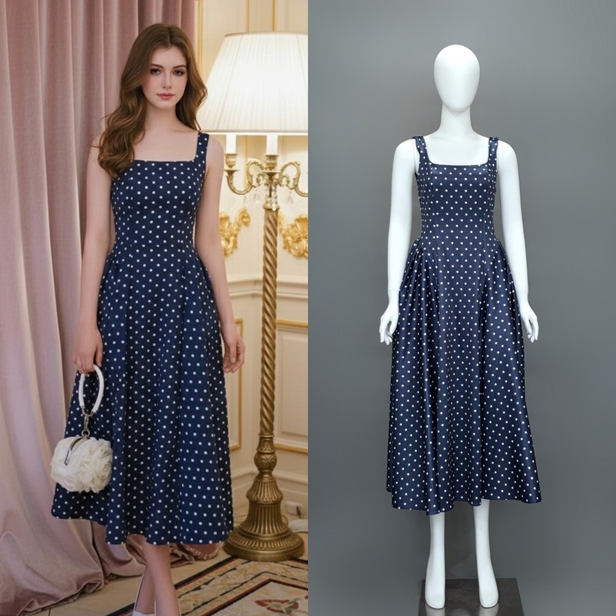 เดรสแฟชั่น เดรสเสื้อกล้ามแขนกุด กระโปรงบานทรงวงกลม แพตเทิร์นสวย