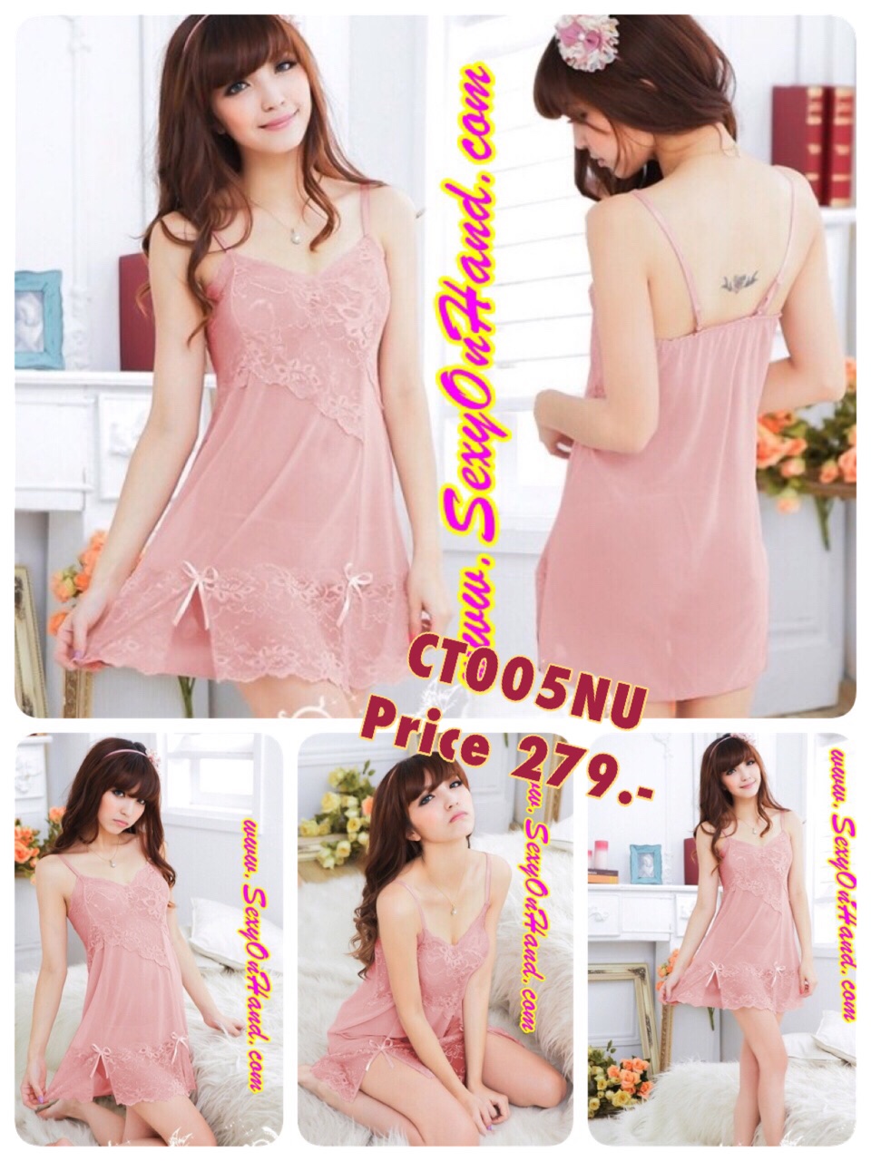 ชุดนอนเซ็กซี่ ชุดนอน ซีทรู ชุดนอน สายเดี่ยว สีพีช ออกเนื้อ ผ้านุ่ม ทิ้งตัว มีน้ำหนัก แต่งแถบลูกไม้ช่วงอกถึงกลางลำตัวด้านหน้า แหวกชายสองข้างแต่งริบบิ้น สีนูทเนื้อสวยๆ ใส่แล้วลุคคุณหนูมากมายเลยคะ +G string เข้าชุดคะ