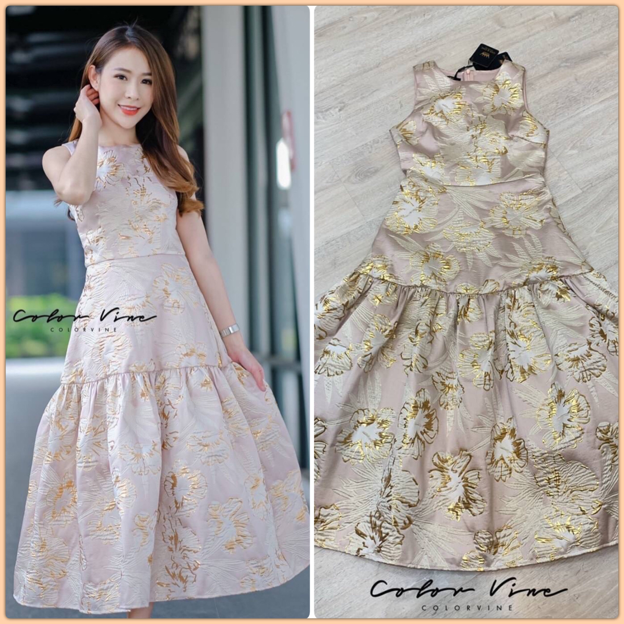 Detail : Maxi Dress ผ้าทอ แขนกุด ทรงสวยผ้าเนื้อดีสุด ๆ ซิปด้านหลัง ซับหนา รับประกันคุณภาพ