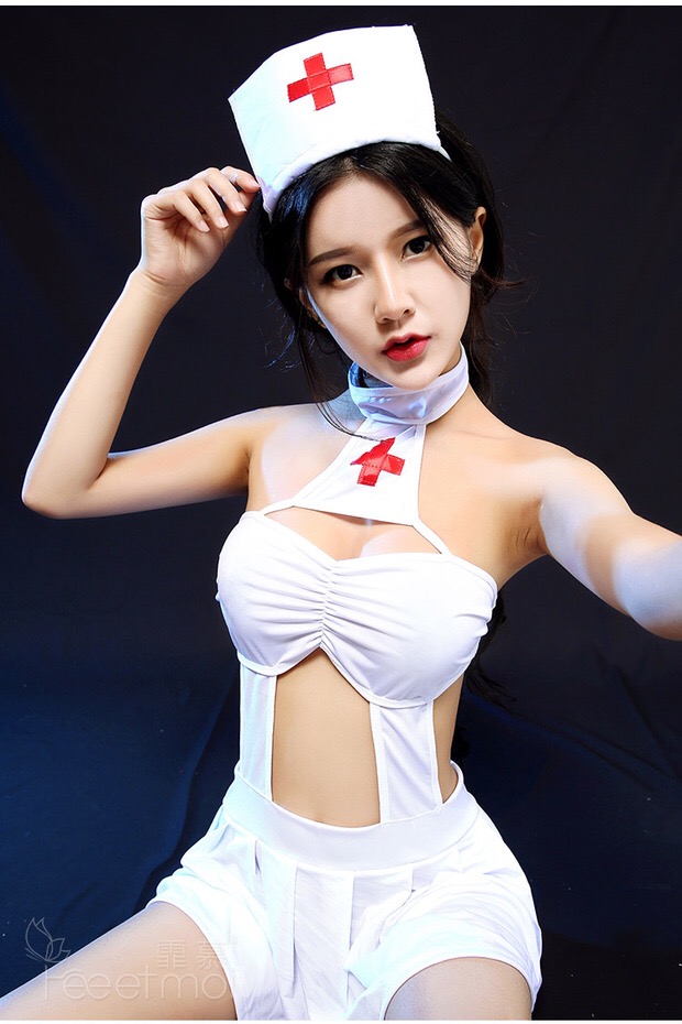 ชุดเดรสขาว นางพยาบาลสีขาว แต่งเว้า สวยเปรี้ยวเซ็กซี่มากๆคะ