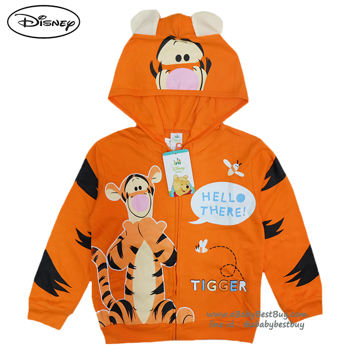 ฮ " ( S-M-L " เสื้อแจ็คเก็ต Jacket Disney Tigger เสื้อกันหนาว แขนยาว เด็กผู้ชาย & เด็กผู้หญิง สกรีนลาย ทิกเกอร์ สีส้มเข้ม รูดซิป มีหมวก(ฮู้ด)สีส้ม ใส่คลุมกันหนาว กันแดด ใส่สบาย ดิสนีย์แท้ ลิขสิทธิ์แท้ (Size S-M-L)
