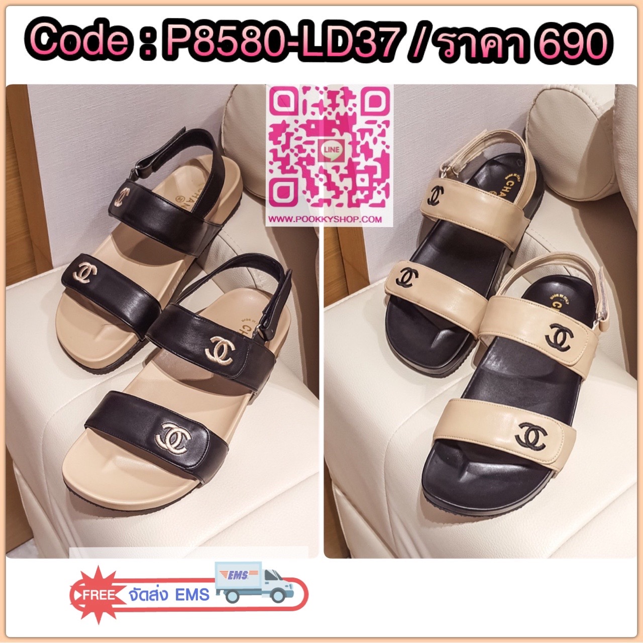 พร้อมส่ง มาแล้วค่า ชิคสุด รองเท้าแต่งรัดส้นสไตล์ลำลอง วัสดุพื้นpuหนังนิ่มสุดๆแบบรัดส้นเมจิกเทป มาพร้อมงานปักสุดเนียบ น้ำหนักเบาแมทง่าย มี2สี ดำ ครีม